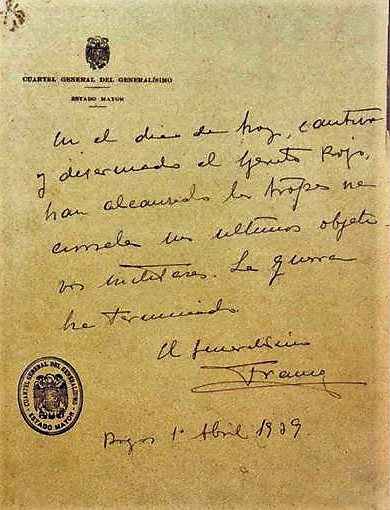 Historia e memoria. 1º de abril de 1939. Ano da Vitoria