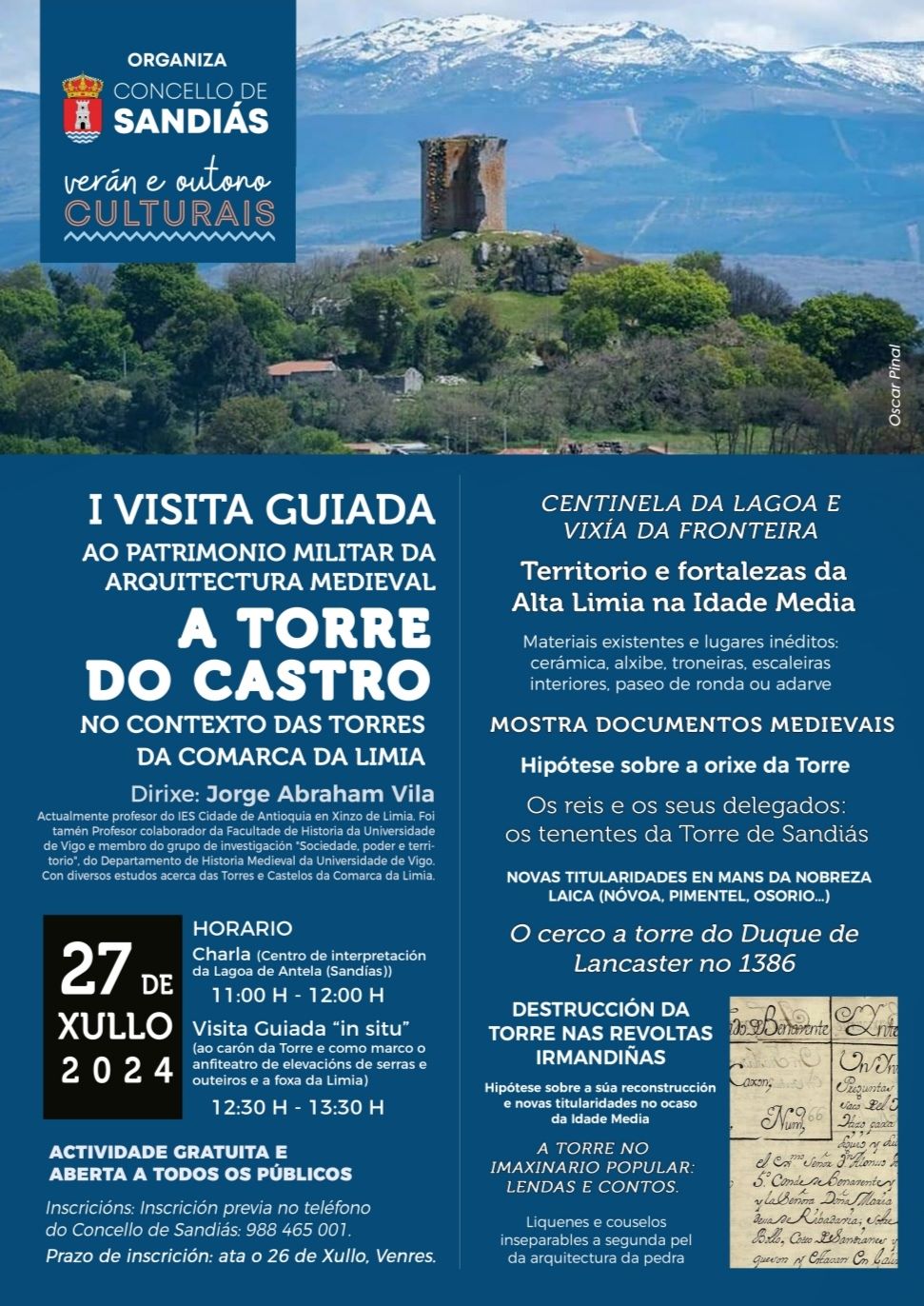 I visita guiada ao patrimonio militar da arquitectura medieval: A Torre do Castro no contexto das Torres da Comarca da Limia – Concello de Sandiás