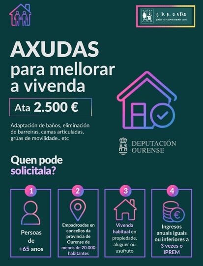Axudas da Deputación de Ourense para a adaptación de vivendas de persoas maiores