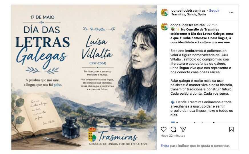 Polémica en Trasmiras polo erro institucional no Día das Letras Galegas