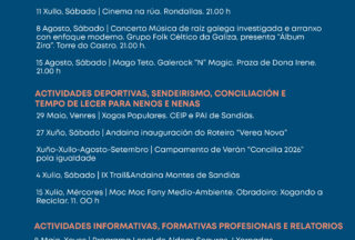 Sandiás abre o verán cultural cunha programación de máis de 43 actividades para todos os públicos