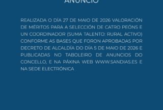 Valoración de méritos para a selección de catro peóns e uncoordinador (Suma talento: Rural activo)
