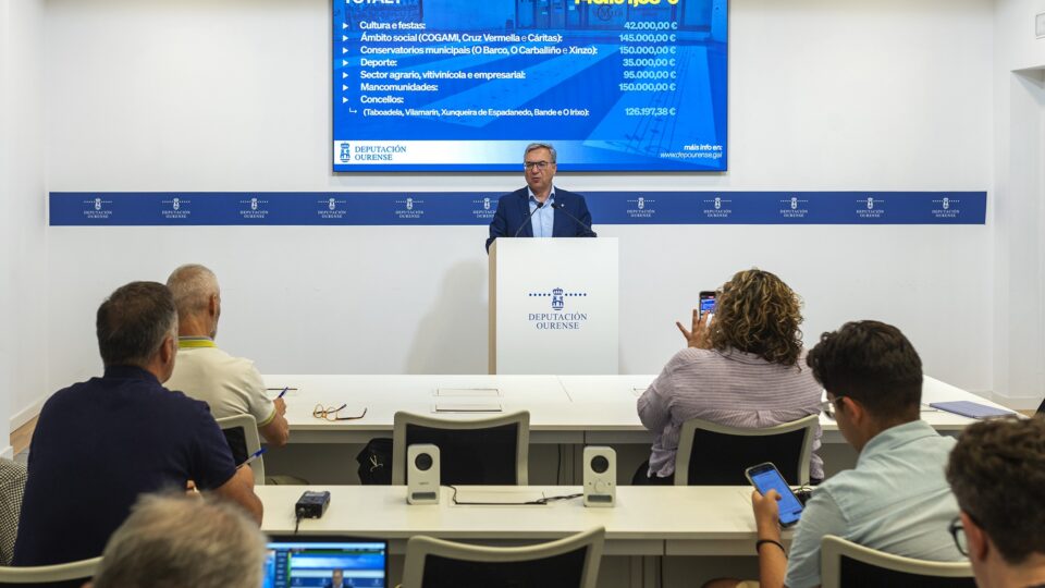 A Deputación de Ourense mobiliza máis de 1,2 millóns de euros para o tecido social e os concellos