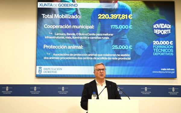 A Deputación de Ourense aprueba máis de 220 mil euros para deporte, protección animal e cooperación municipal