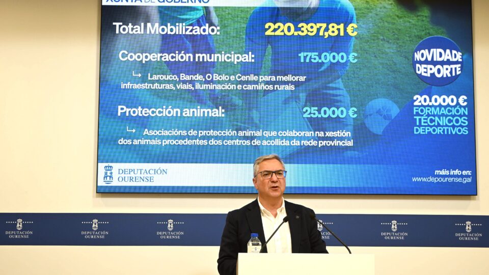 A Deputación de Ourense aprueba máis de 220 mil euros para deporte, protección animal e cooperación municipal