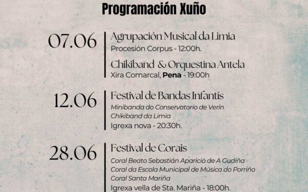 Programación musical da Agrupación Musical da Limia para o mes de xuño