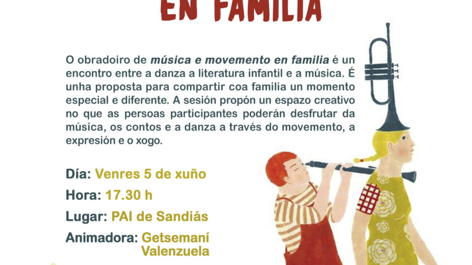 O Concello de Sandiás organiza o obradoiro “Música e movemento en familia”