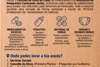 Xinzo de Limia organiza unha recollida solidaria de medicamentos para os afectados polo terremoto en Venezuela