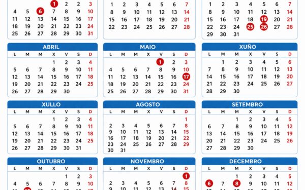 O calendario laboral de Galicia para 2027: festivos, pontes e datas clave