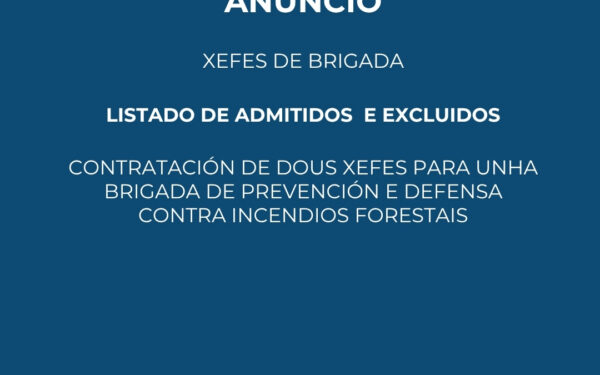 Anuncio: Listado admitidos-excluidos. Contratación de dous Xefes de Brigada Forestal