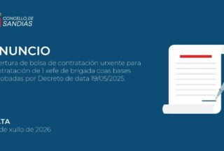 Apertura de bolsa de contratación urxente para contratación de 1 xefe de brigada