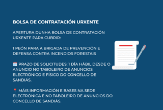 Apertura dunha bolsa de contratación urxente para a brigada de prevención e defensa contra incendios forestais