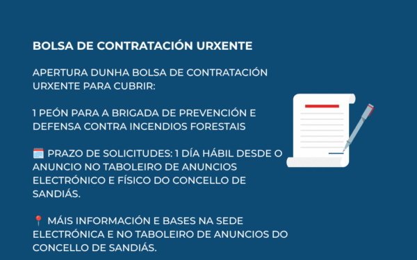 Apertura dunha bolsa de contratación urxente para a brigada de prevención e defensa contra incendios forestais