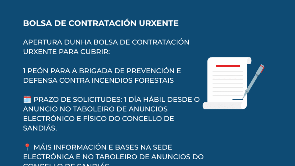 Apertura dunha bolsa de contratación urxente para a brigada de prevención e defensa contra incendios forestais