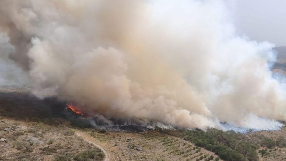 Un incendio forestal mobiliza un amplo dispositivo de extinción en Baltar