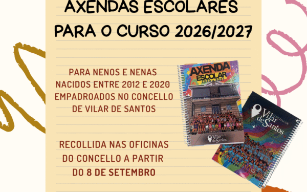 Axendas escolares gratuítas para o curso 2026/2027