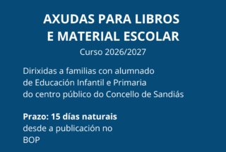 Axudas para libros e material escolar no curso 2026/2027
