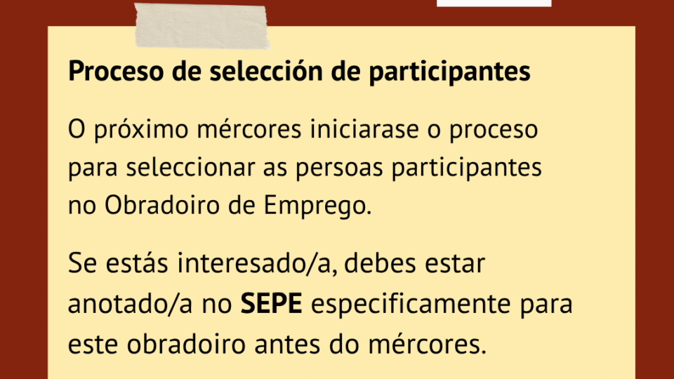 Proceso de selección para o Obradoiro de Emprego