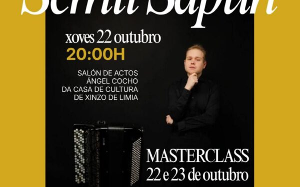 O acordeonista mundial Serhii Sapun ofrecerá un concerto e clases en Xinzo