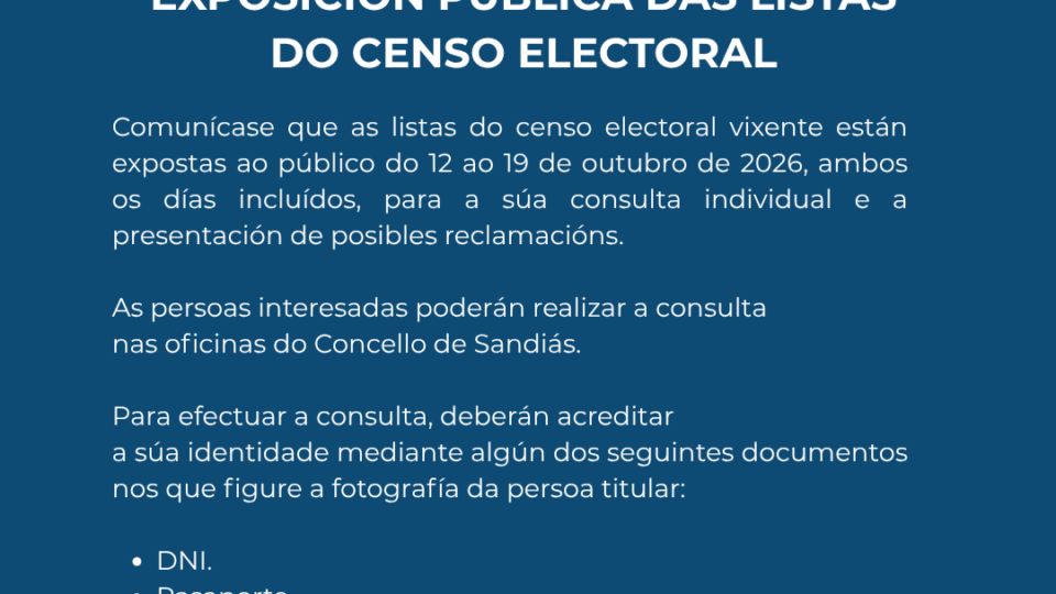 Exposición pública das listas do censo electoral